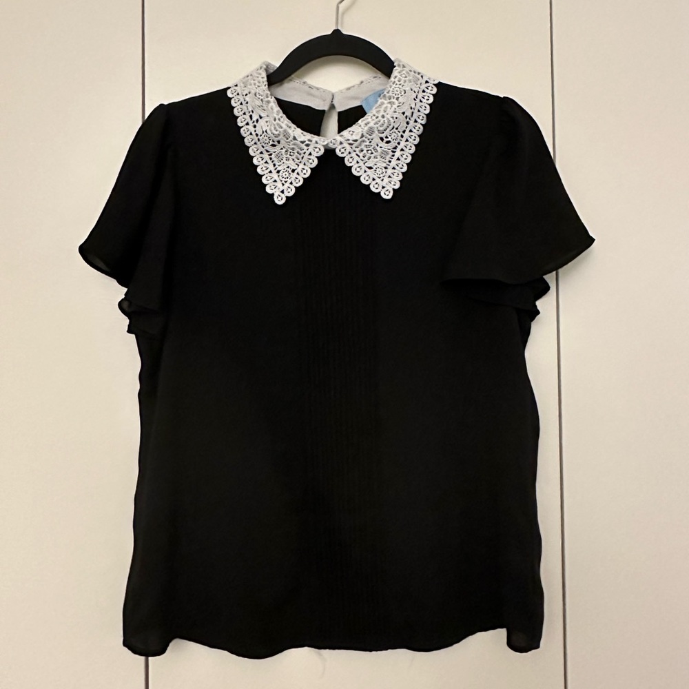 Cece black Peter pan collar top